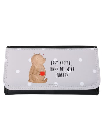 Mr. & Mrs. Panda Damen Portemonnaie Bär Kaffee mit Spruch in Grau Pastell