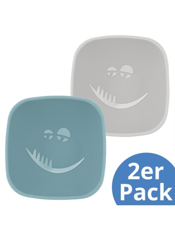 MiaMia Silikon-Schale 2er Pack mit Saugnapf - Monster - Petrol in blau,grau