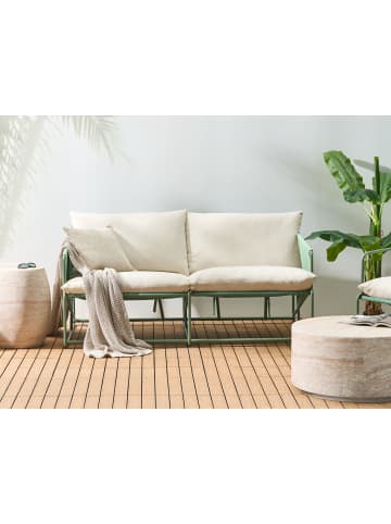 Beliani Gartensofa PONTE in Grün/Beige - (W) 160 x (H) 88 x (L) 94 cm