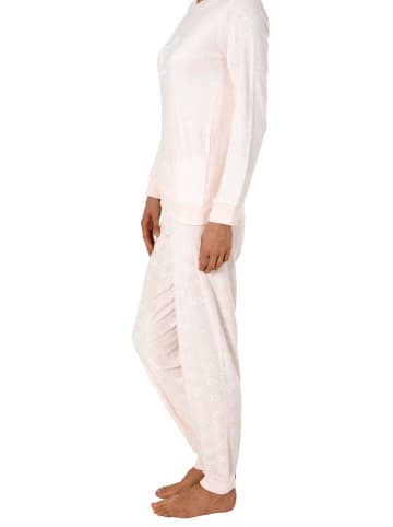 NORMANN Frottee Pyjama langarm Schlafanzug Bündchen und Sterne - 70543 in rose