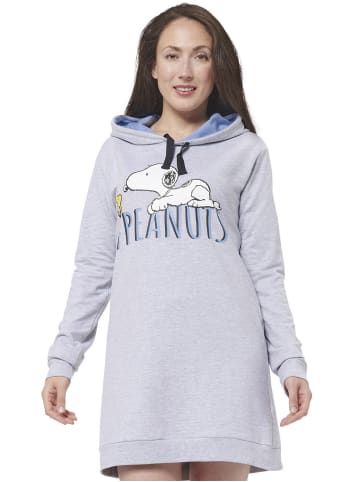 Snoopy The Peanuts Snoopy Sweatkleid Oversize Hoodie Kapuzenpullover lang in grau