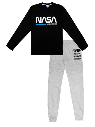 United Labels NASA Schlafanzug Pyjama Set Langarm in grau/schwarz