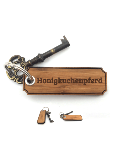 Mr. & Mrs. Panda Schlüssel-Anhänger Honigkuchenpferd mit Spruch in Pflanze