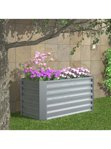 VCM  Metall Hochbeet Gartenbeet 180x90 Galdo L in Silber