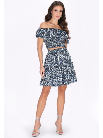 faina Women Skirt in blue multicolor leo