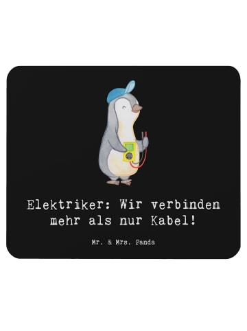 Mr. & Mrs. Panda Mauspad Elektriker Verbindungen mit Spruch in Schwarz