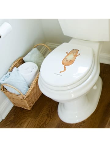 Mr. & Mrs. Panda Motiv WC Sitz Katze Umarmen ohne Spruch in Weiß