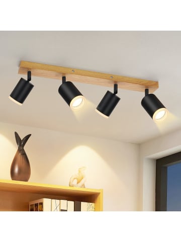ZMH Deckenleuchte in schwarz Holz 4-flammige GU10 350°schwenkbar L 54cm