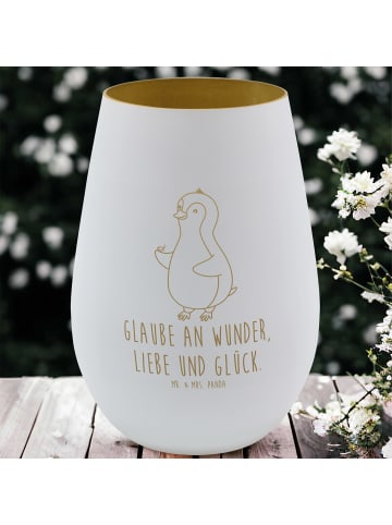 Mr. & Mrs. Panda Gold Windlicht Pinguin Marienkäfer mit Spruch in Weiß