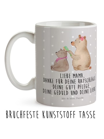 Mr. & Mrs. Panda Mehrwegbecher Bär Kind mit Spruch in Grau Pastell