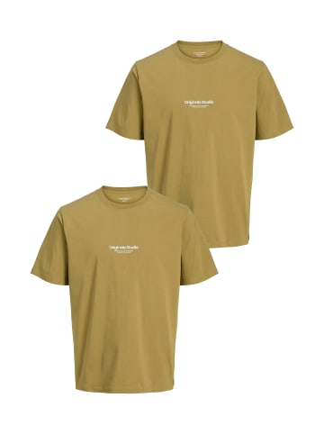 Jack & Jones 2-er Set Logo T-Shirt Kurzarm Shirt JORVESTERBRO in Senf