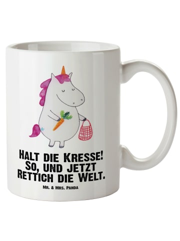 Mr. & Mrs. Panda Bürotasse Einhorn Gemüse mit Spruch in Weiß