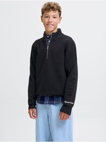 JACK & JONES Junior Strickjacke mit Viertelreißverschluss in Black