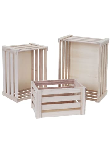 MCW 3er Set Holzkiste C56 im Shabby-Look, Naturfarben