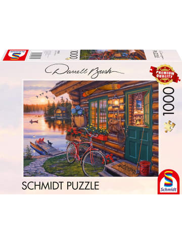 Schmidt Spiele Brettspiel Puzzle - Seehuette mit Fahrrad (1000 Teile) - Ab 12 Jahren