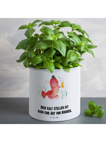 Mr. & Mrs. Panda Blumentopf Groß Hummer Weizen mit Spruch in Weiß