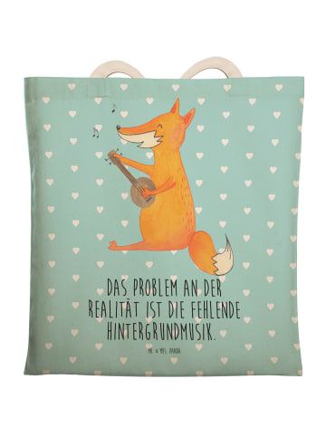 Mr. & Mrs. Panda Henkeltasche Fuchs Gitarre mit Spruch in Türkis Pastell