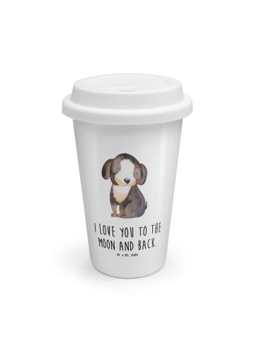 Mr. & Mrs. Panda Thermobecher Hund Entspannen mit Spruch in Weiß