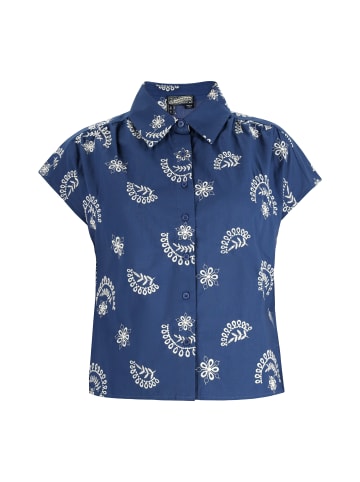 DreiMaster Vintage Damen Bluse in Marine Wollweiss