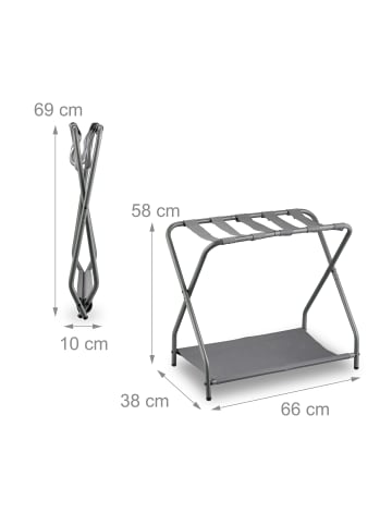 relaxdays Kofferständer in Grau - (B)66 x (H)58 x (T)38 cm