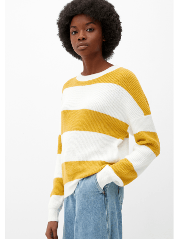 QS Strickpullover langarm in Creme-gelb