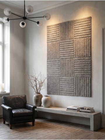 KADIMA DESIGN Hochflorteppich 3D Bögen Boho Waschbar Wohnzimmer in Silber