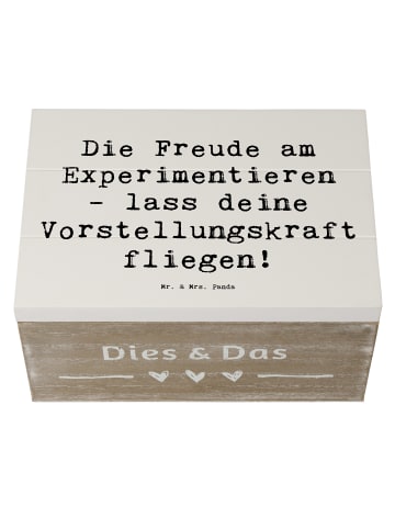 Mr. & Mrs. Panda Holzkiste Spruch Die Freude am Experimentieren ... in Weiß