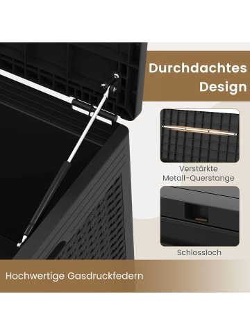 COSTWAY 380 L Gartenbox mit Rollen in Schwarz