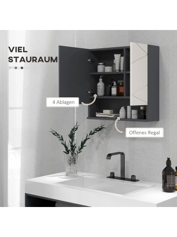 Kleankin Spiegelschrank-55L x 17B x 55H cm-Grau