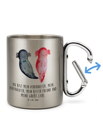 Mr. & Mrs. Panda Becher Axolotl Freundin mit Spruch in Silber
