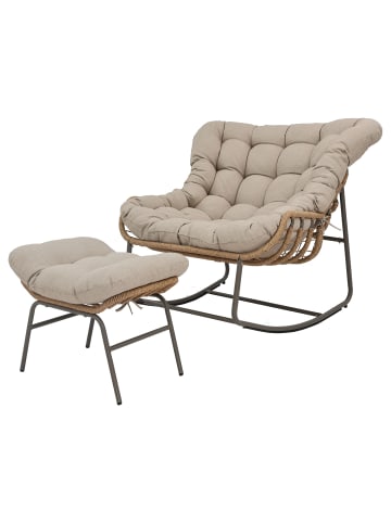 home24 Gartensessel Kiri mit Fußhocker in Beige