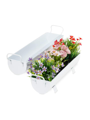 relaxdays 2er-Set: Blumenkasten Dachrinne in Weiß