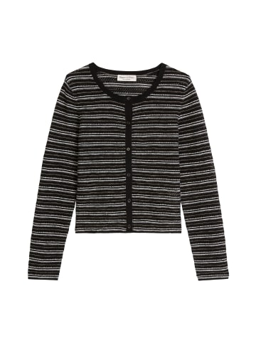 Marc O'Polo Gestreifter Ajour-Cardigan regular in Schwarz