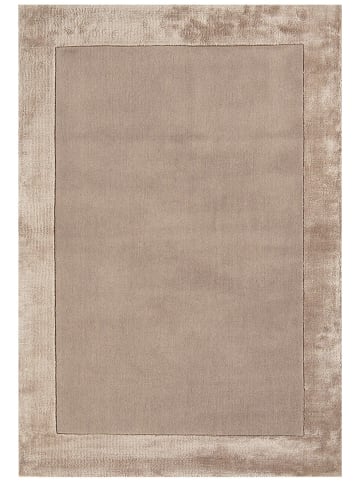 KADIMA DESIGN Teppich Wolle, Viskose-Details, Uni, Handgemacht, Wollteppich in Beige