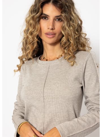SASSYCLASSY Langarmshirt mit Ziernaht in Taupe
