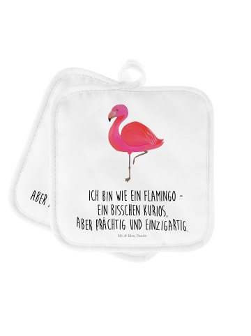 Mr. & Mrs. Panda 2er Set Topflappen  Flamingo Classic mit Spruch in Weiß