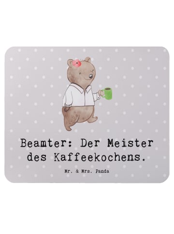 Mr. & Mrs. Panda Mouse Pad Beamter Kaffeemeister mit Spruch in Grau Pastell