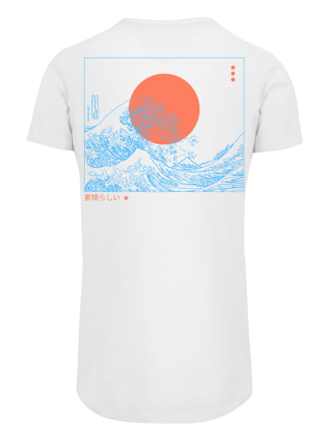 F4NT4STIC Herren T-Shirt Lang PLUS SIZE Kanagawa Welle in weiß