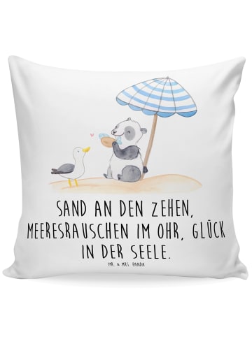 Mr. & Mrs. Panda Kissen 40x40 Sommer Meer Glück mit Spruch in Weiß