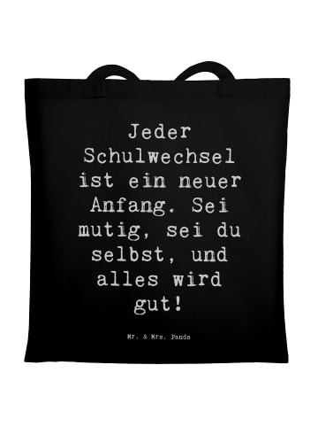 Mr. & Mrs. Panda Tragetasche Spruch Einen Schulwechsel bewältige... in Schwarz