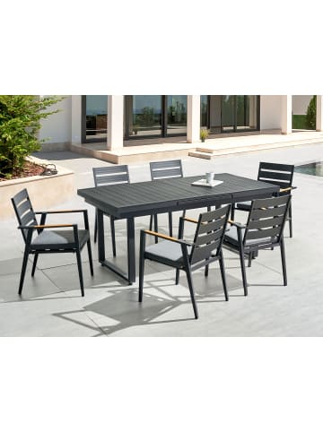 Beliani 7-tlg Gartentisch Set VALCANETTO/TAVIANO in Schwarz/Grau/Braun