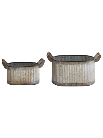 Beliani 2-tlg Outdoor Blumentopf TULIPE in Grau/Braun