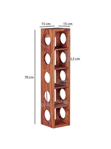 FineBuy Weinregal in Braun / Sheesham / 15x15x70