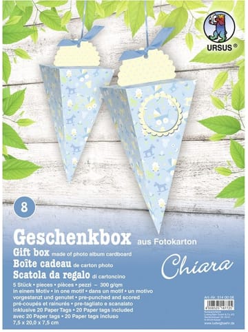 Buntpapierfabrik Ludwig Bähr Geschenkbox Chiara 7,5x20x7,5cm Packung mit 5 Stück Motiv: 08