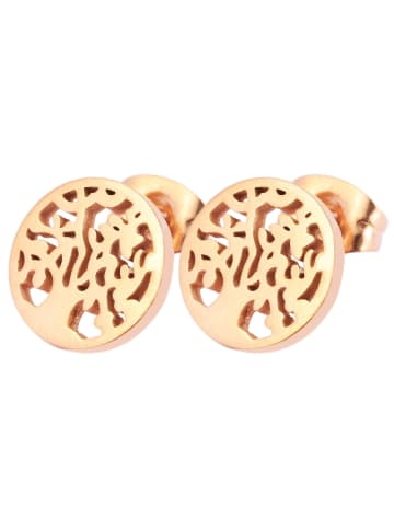 Adeliás Damen Ohrringe – Ohrstecker Lebensbaum aus Edelstahl in gold