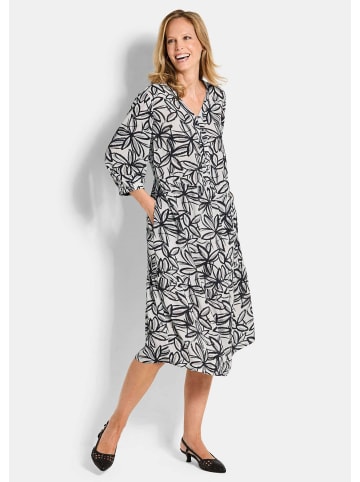 GOLDNER Druckkleid Viskosekleid mit floralem Muster in weiß / schwarz / gemustert