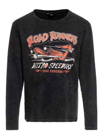 King Kerosin King Kerosin Acid washed Longsleeve Road Runners in schwarz