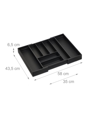 relaxdays Besteckkasten in Schwarz - (B)35 x (H)6,5 x (T)43,5 cm