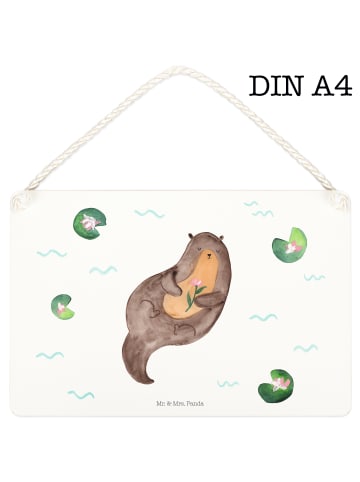 Mr. & Mrs. Panda holzbild Otter Seerose ohne Spruch in Weiß