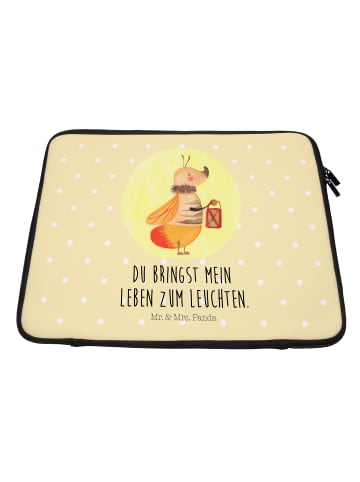 Mr. & Mrs. Panda Laptop Tasche Glühwürmchen mit Spruch in Gelb Pastell